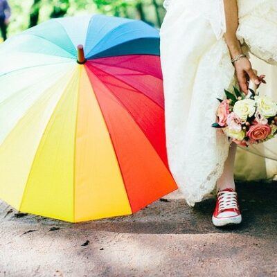 Colorful Parasols As Wedding Accessories