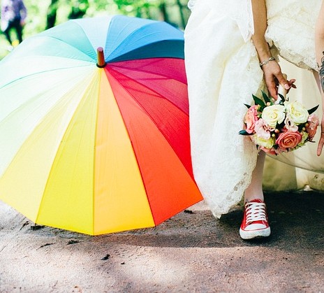 Colorful Parasols As Wedding Accessories